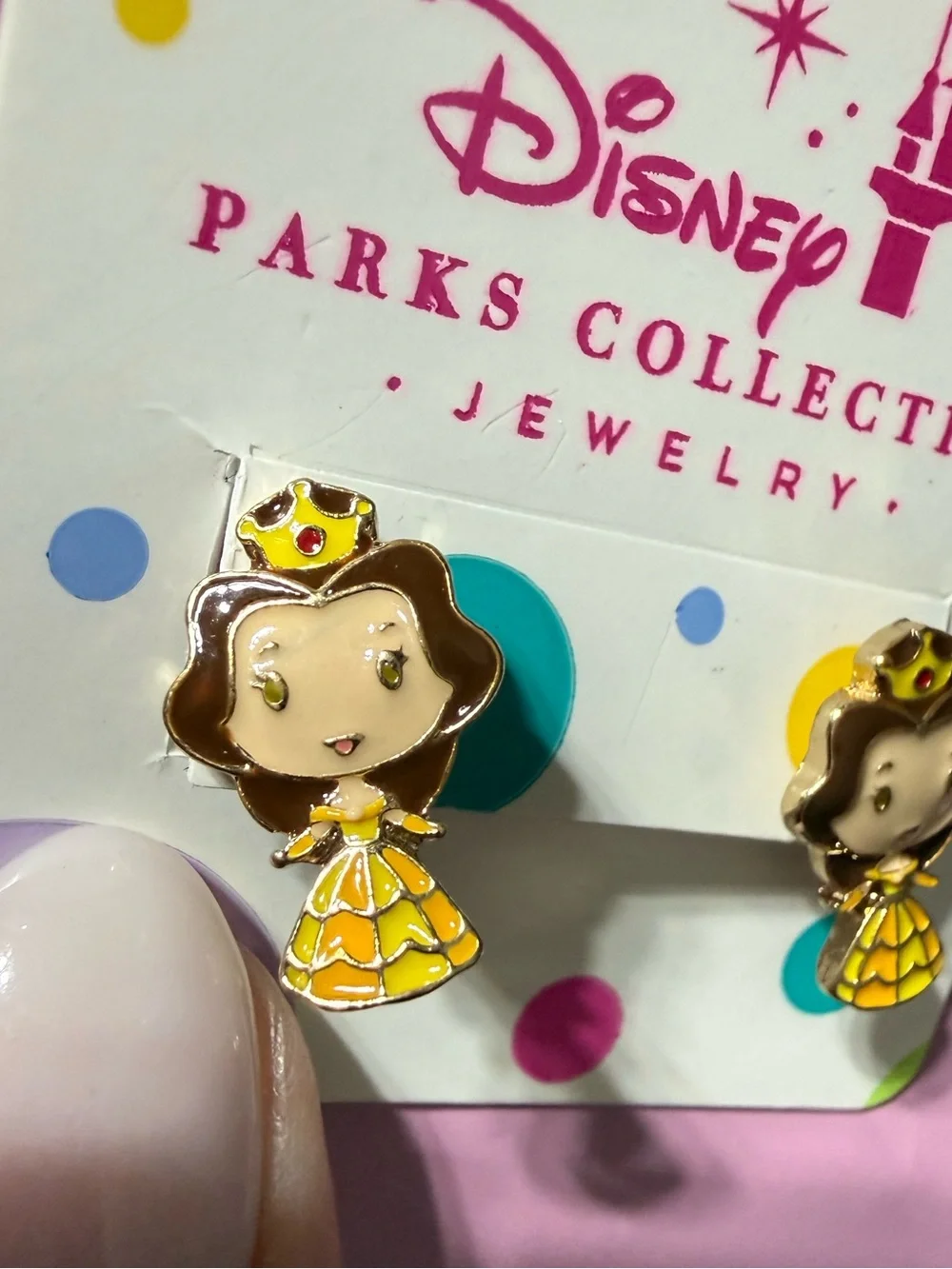Disney Parks Belle Enamel Princess Stud Earrings NWT